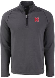Cutter and Buck Nebraska Cornhuskers Mens Black Pehastin Long Sleeve Qtr Zip Pullover