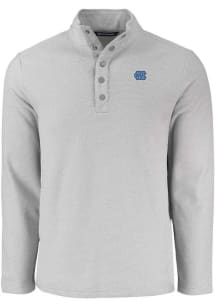 Cutter and Buck North Carolina Tar Heels Mens Grey Hunts Point Long Sleeve Qtr Zip Pullover