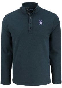 Cutter and Buck Northwestern Wildcats Mens Black Hunts Point Long Sleeve Qtr Zip Pullover
