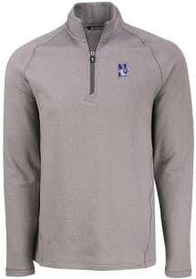 Cutter and Buck Northwestern Wildcats Mens Grey Pehastin Long Sleeve Qtr Zip Pullover