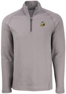 Cutter and Buck Oregon Ducks Mens Grey Pehastin Long Sleeve Qtr Zip Pullover