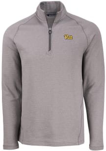 Cutter and Buck Pitt Panthers Mens Grey Pehastin Long Sleeve Qtr Zip Pullover