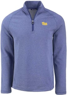 Cutter and Buck Pitt Panthers Mens Blue Pehastin Long Sleeve Qtr Zip Pullover
