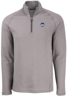 Cutter and Buck UConn Huskies Mens Grey Pehastin Long Sleeve Qtr Zip Pullover