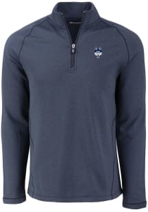 Cutter and Buck UConn Huskies Mens Navy Blue Pehastin Long Sleeve Qtr Zip Pullover