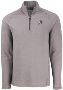 Cutter and Buck Utah Utes Mens Grey Pehastin Long Sleeve Qtr Zip Pullover