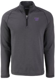 Cutter and Buck Washington Huskies Mens Black Pehastin Long Sleeve Qtr Zip Pullover