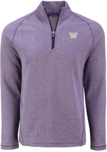 Cutter and Buck Washington Huskies Mens Purple Pehastin Long Sleeve Qtr Zip Pullover