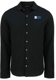 Cutter and Buck Big Ten Mens Black Advantage Soft Pique Long Sleeve Dress Shirt