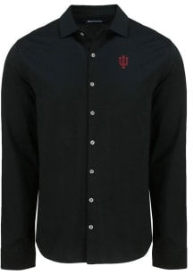 Cutter and Buck Indiana Hoosiers Mens Black Advantage Soft Pique Long Sleeve Dress Shirt