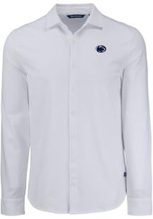 Cutter and Buck Penn State Nittany Lions Mens White Advantage Soft Pique Long Sleeve Dress Shirt