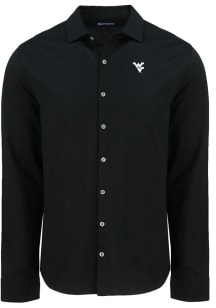 Cutter and Buck West Virginia Mountaineers Mens Black Advantage Soft Pique Long Sleeve Dress Shirt
