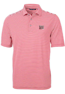 Cutter and Buck Oklahoma Sooners Mens Red Virtue Eco Pique Stripe Edition Short Sleeve Polo