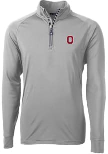 Cutter and Buck Ohio State Buckeyes Mens Grey Adapt Stretch Long Sleeve Qtr Zip Pullover