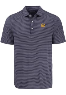 Cutter and Buck Cal Golden Bears Mens Navy Blue Forge Eco Fine Line Short Sleeve Polo