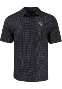 Cutter and Buck UCF Knights Mens Black Pike Shadow Check Short Sleeve Polo