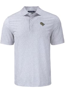Cutter and Buck UCF Knights Mens Grey Pike Flora Short Sleeve Polo