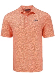 Cutter and Buck Illinois Fighting Illini Mens Orange Pike Flora Short Sleeve Polo