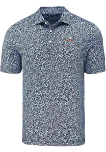 Cutter and Buck Illinois Fighting Illini Mens Navy Blue Pike Flora Short Sleeve Polo