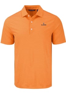 Cutter and Buck Illinois Fighting Illini Mens Orange Forge Eco Fine Line Short Sleeve Polo