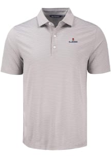 Cutter and Buck Illinois Fighting Illini Mens Grey Forge Eco Fine Line Short Sleeve Polo