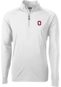 Cutter and Buck Ohio State Buckeyes Mens White Adapt Stretch Long Sleeve Qtr Zip Pullover