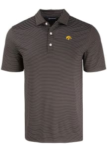Cutter and Buck Iowa Hawkeyes Mens Black Forge Eco Fine Line Short Sleeve Polo
