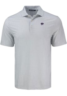 Cutter and Buck K-State Wildcats Mens Grey Pike Diamond Dot Short Sleeve Polo