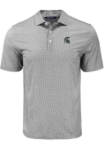 Cutter and Buck Michigan State Spartans Mens Black Pike Diamond Dot Short Sleeve Polo