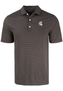 Cutter and Buck Michigan State Spartans Mens Black Forge Eco Fine Line Short Sleeve Polo