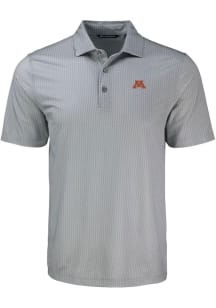 Cutter and Buck Minnesota Golden Gophers Mens Grey Pike Shadow Check Short Sleeve Polo