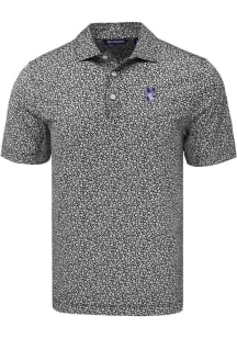 Cutter and Buck Northwestern Wildcats Mens Black Pike Flora Short Sleeve Polo