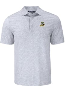 Cutter and Buck Oregon Ducks Mens Grey Pike Flora Short Sleeve Polo