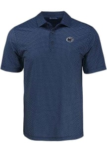Cutter and Buck Penn State Nittany Lions Mens Navy Blue Pike Shadow Check Short Sleeve Polo