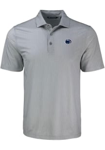 Cutter and Buck Penn State Nittany Lions Mens Grey Pike Shadow Check Short Sleeve Polo