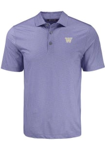 Cutter and Buck Washington Huskies Mens Pink Pike Shadow Check Short Sleeve Polo