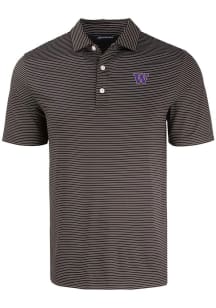 Cutter and Buck Washington Huskies Mens Black Forge Eco Fine Line Short Sleeve Polo