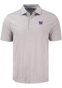 Cutter and Buck Washington Huskies Mens Grey Forge Eco Fine Line Short Sleeve Polo