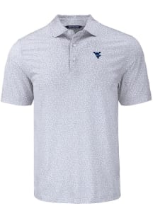 Cutter and Buck West Virginia Mountaineers Mens Grey Pike Flora Short Sleeve Polo