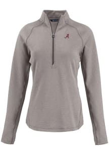 Cutter and Buck Alabama Crimson Tide Womens Grey Pehastin Qtr Zip