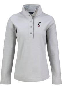 Cutter and Buck Cincinnati Bearcats Womens Grey Hunts Point Qtr Zip
