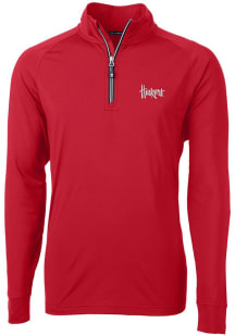 Cutter and Buck Nebraska Cornhuskers Mens Red Adapt Stretch Long Sleeve Qtr Zip Pullover