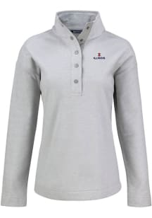 Cutter and Buck Illinois Fighting Illini Womens Grey Hunts Point Qtr Zip