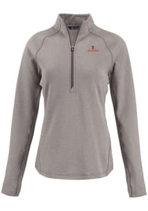 Cutter and Buck Illinois Fighting Illini Womens Grey Pehastin Qtr Zip