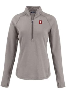 Cutter and Buck Indiana Hoosiers Womens Grey Pehastin Qtr Zip