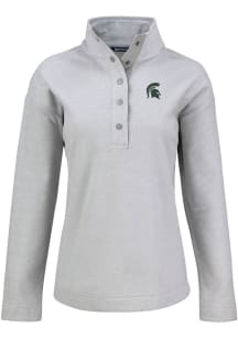 Cutter and Buck Michigan State Spartans Womens Grey Hunts Point Qtr Zip