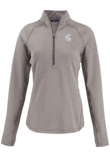 Cutter and Buck Michigan State Spartans Womens Grey Pehastin Qtr Zip