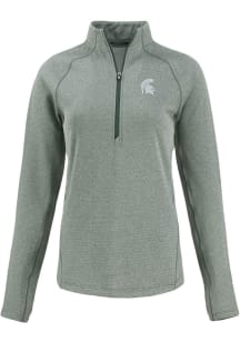 Cutter and Buck Michigan State Spartans Womens Green Pehastin Qtr Zip