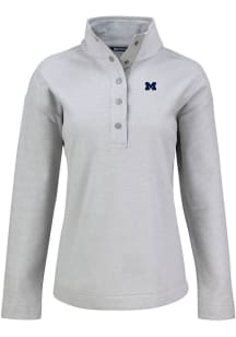 Cutter and Buck Michigan Wolverines Womens Grey Hunts Point Qtr Zip