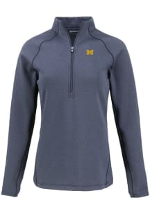 Cutter and Buck Michigan Wolverines Womens Navy Blue Pehastin Qtr Zip